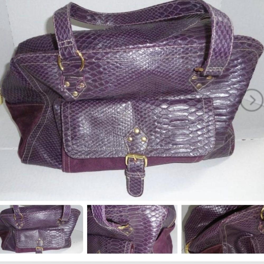 Elizabeth Arden Purple Snake-Embossed Bag